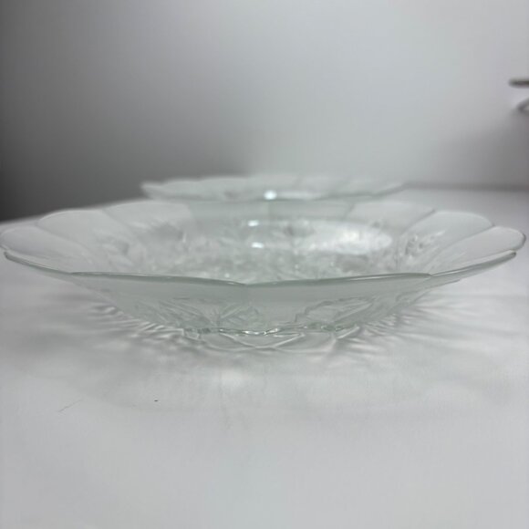 SET OF 2 “PASARI LIVIA” Indonesia Frosted Rose Glass Plates 8 1/2' Salad - Picture 6 of 6